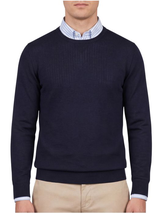 Portofino trui donkerblauw ronde hals