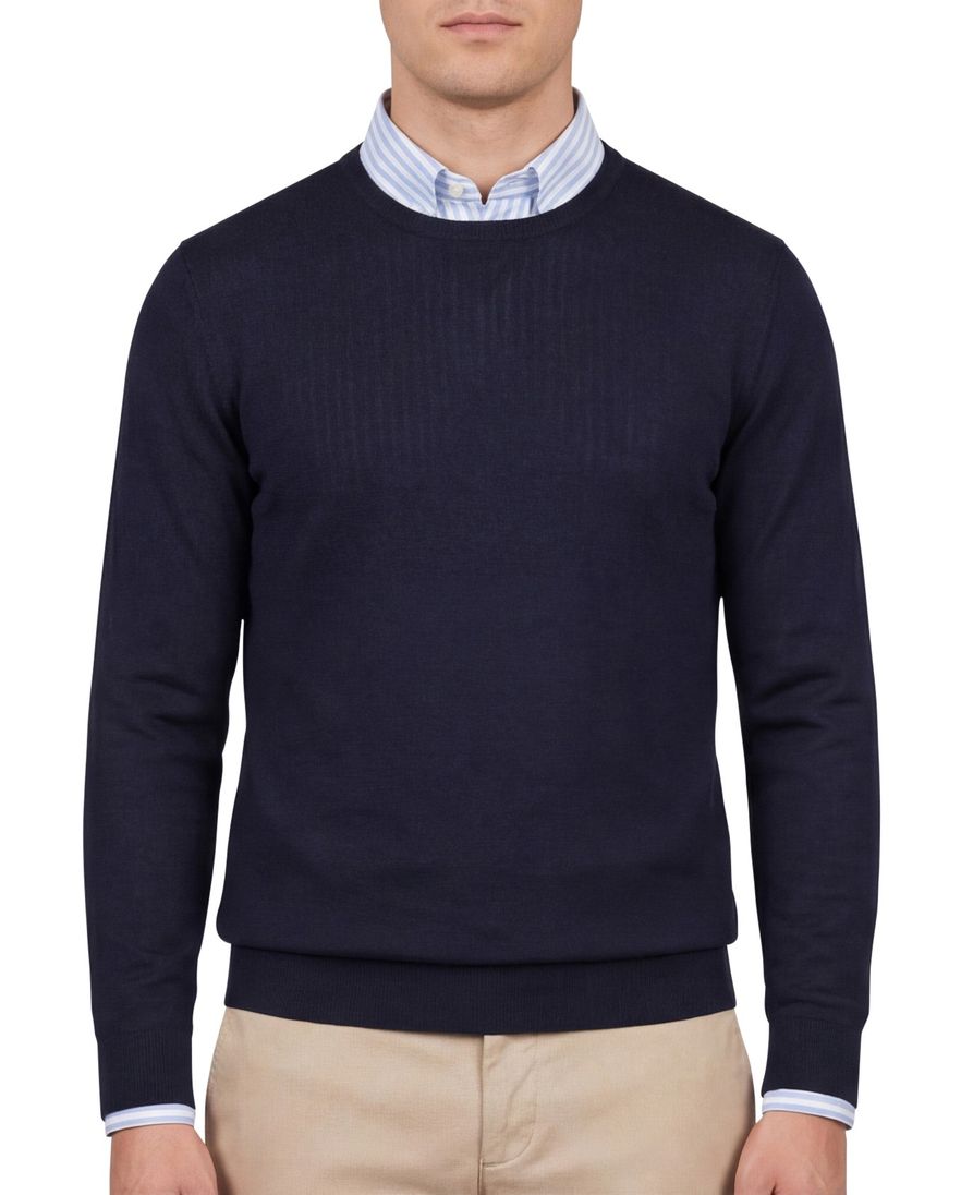 Portofino trui ronde hals donkerblauw wol