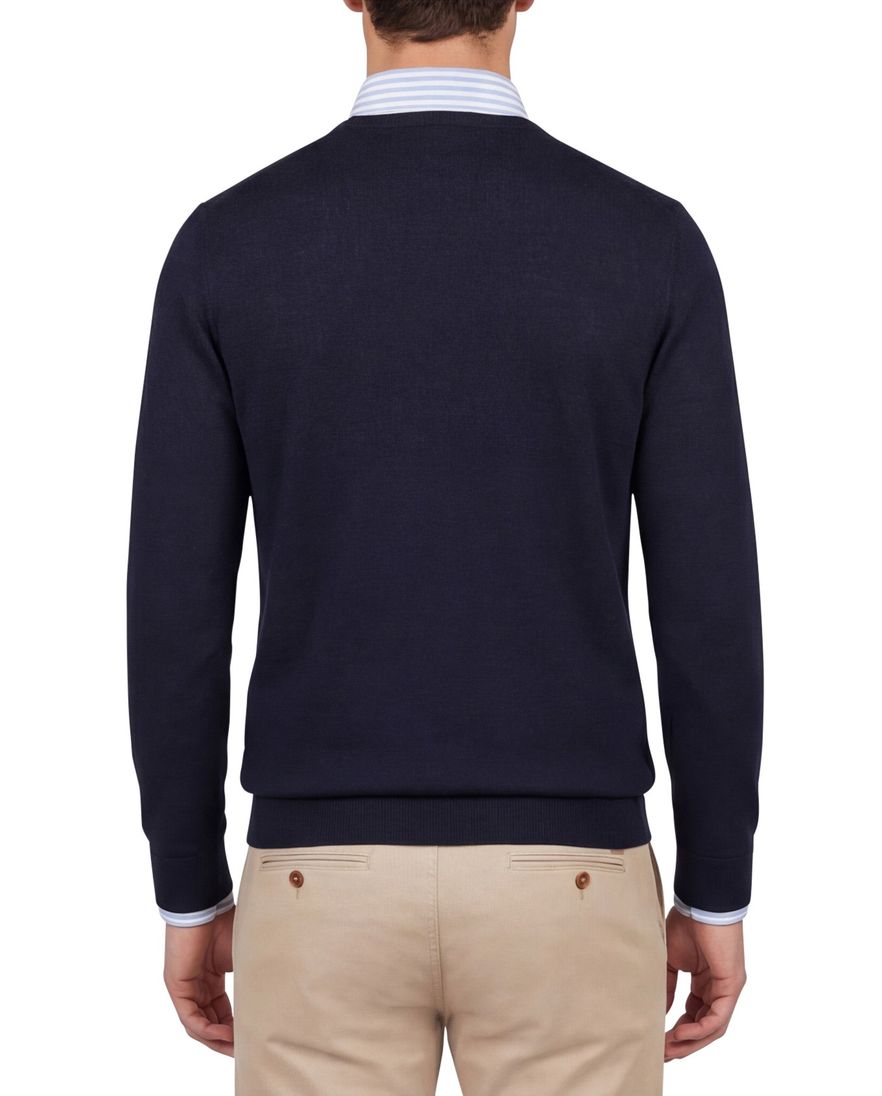 Portofino trui ronde hals donkerblauw wol