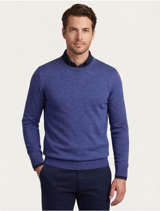 Portofino trui blauw 100% wol