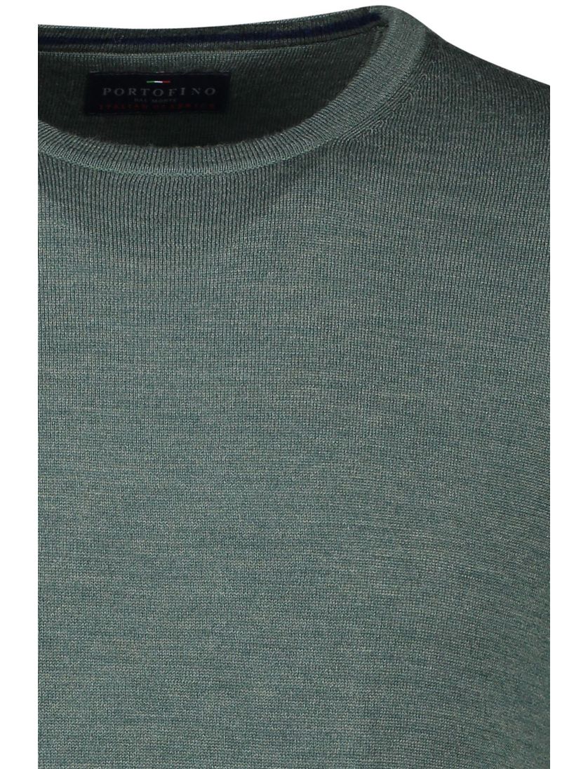 Portofino trui ronde hals groen wol