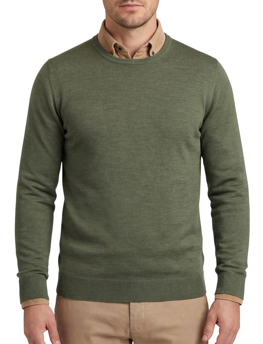 Portofino trui ronde hals groen wol