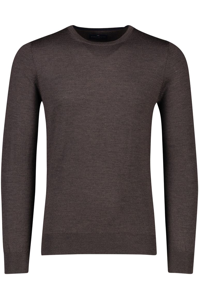 Portofino trui donkerbruin 100% wol