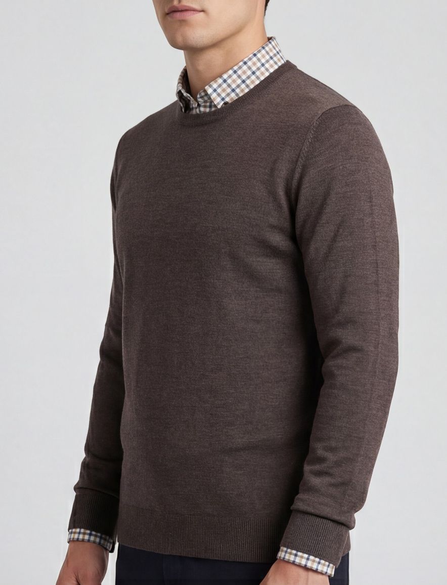Portofino trui donkerbruin 100% wol