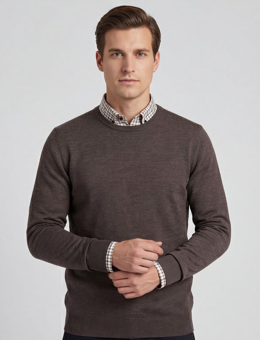 Portofino trui donkerbruin 100% wol
