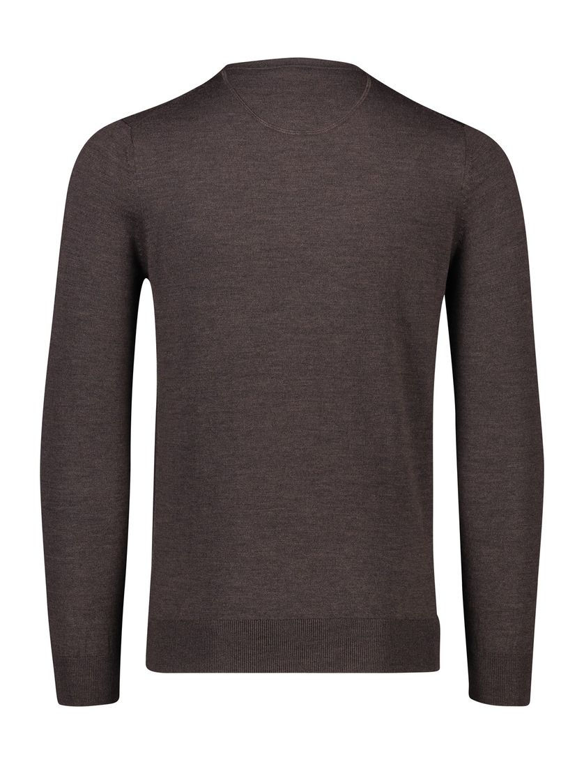 Portofino trui ronde hals donkerbruin wol