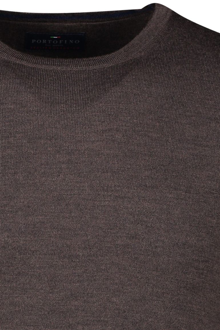 Portofino trui donkerbruin 100% wol
