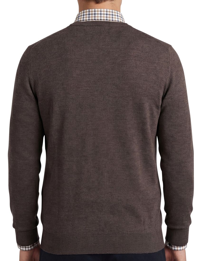 Portofino trui ronde hals donkerbruin wol