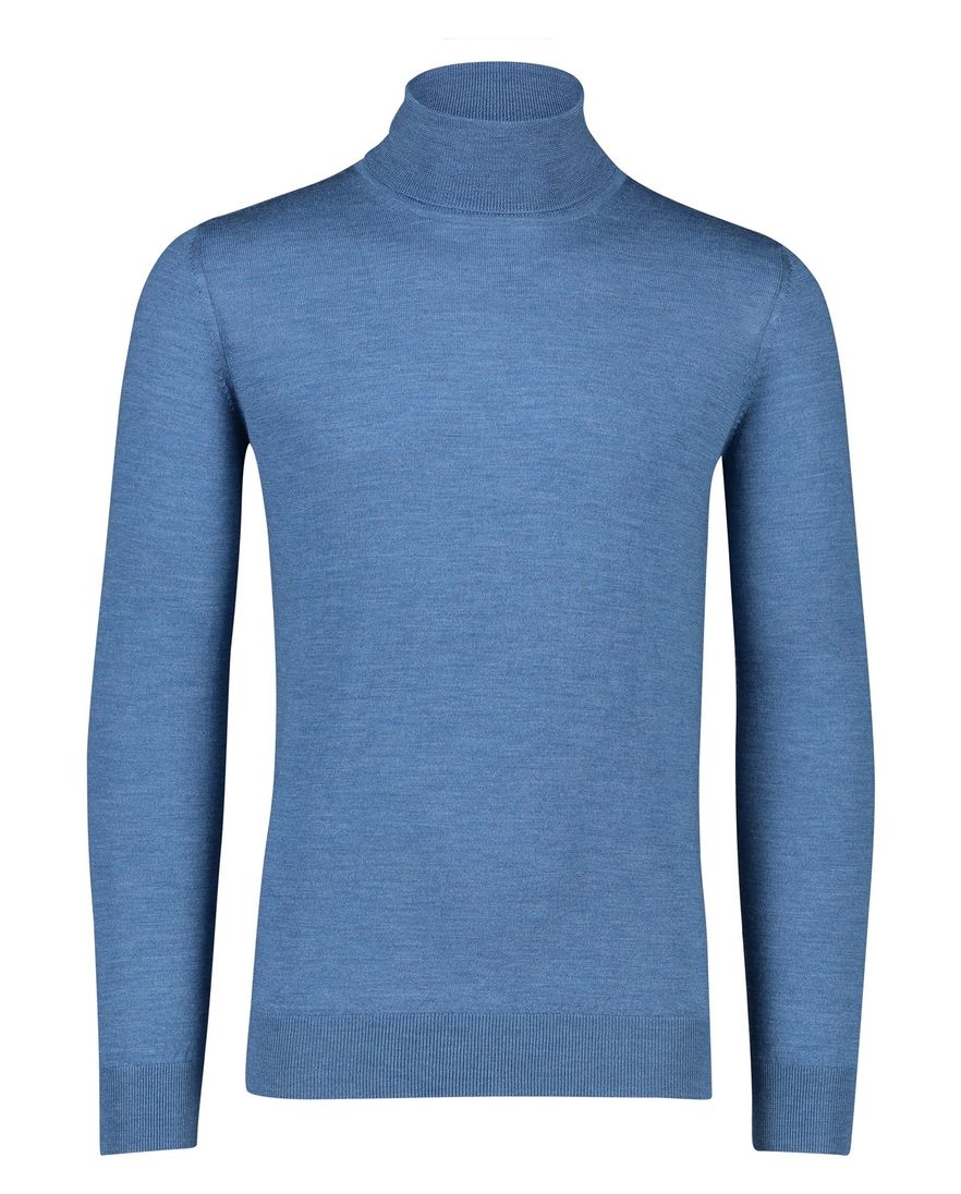 Portofino blauwe coltrui wol slim fit
