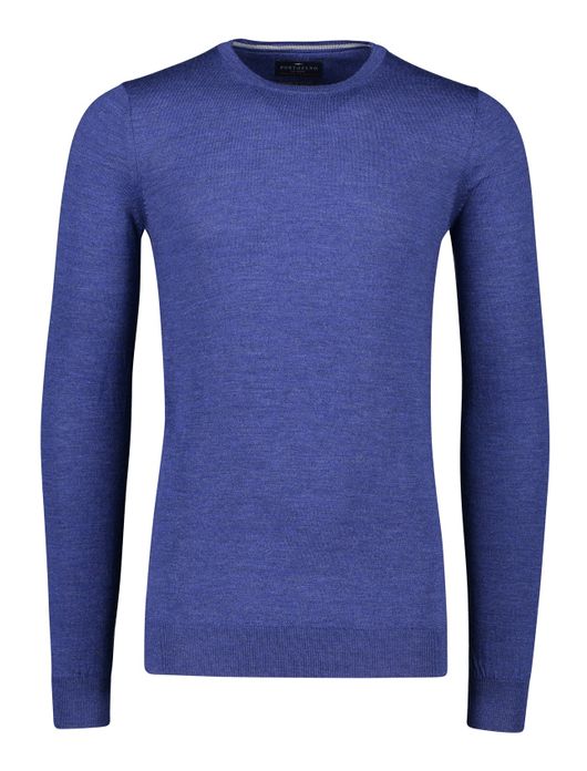 Portofino trui extra lang blauw effen