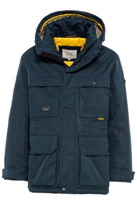 Camel Active tussenjas Camel Active donkerblauw effen rits + knoop wijde fit katoen