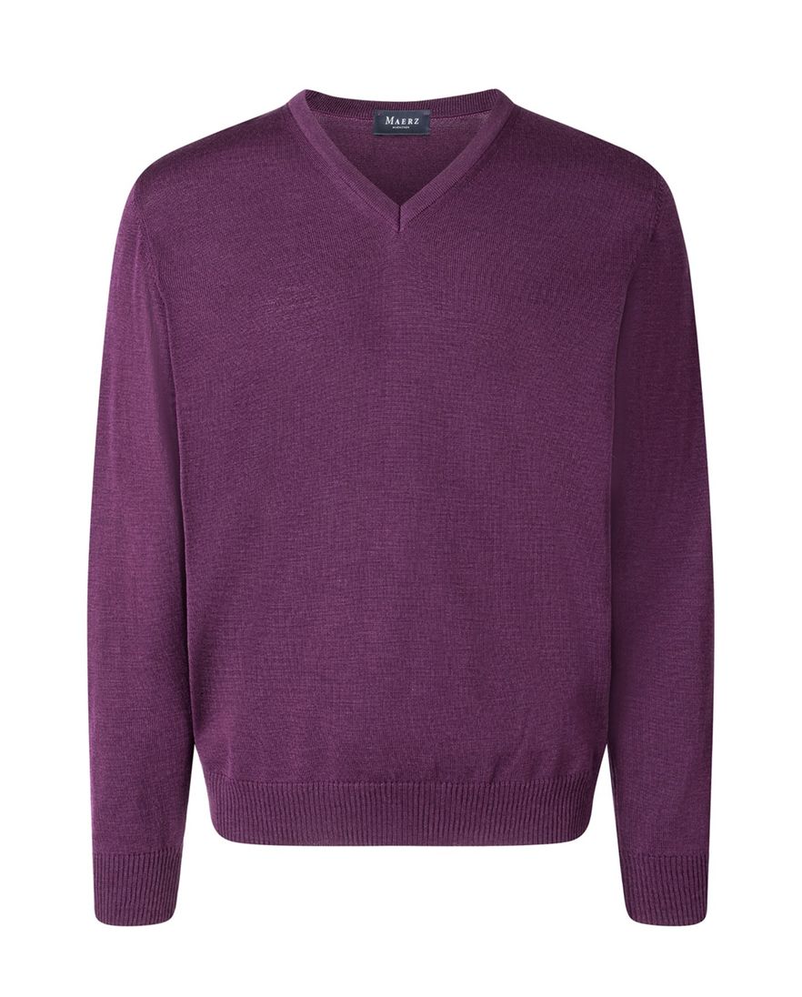 Maerz trui v-hals violet effen wol
