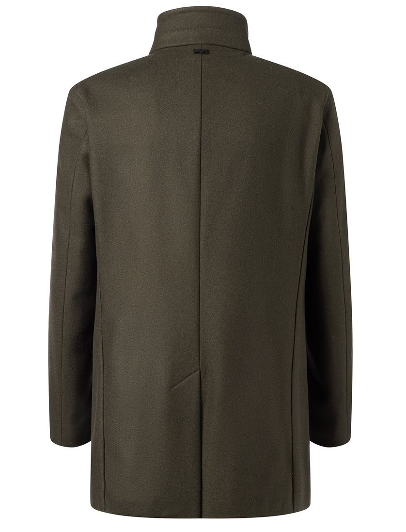 Strellson mantel winterjas groen effen knopen normale fit wol Finlay