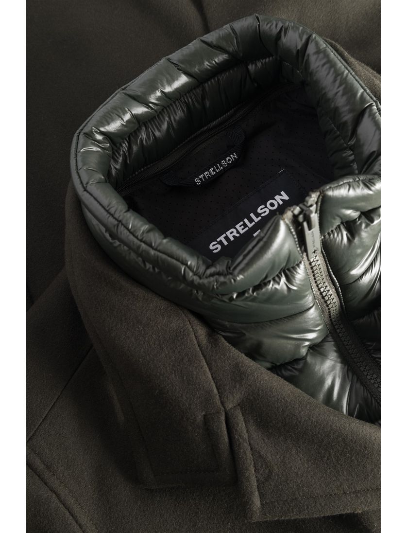 Strellson mantel winterjas groen effen knopen normale fit wol Finlay