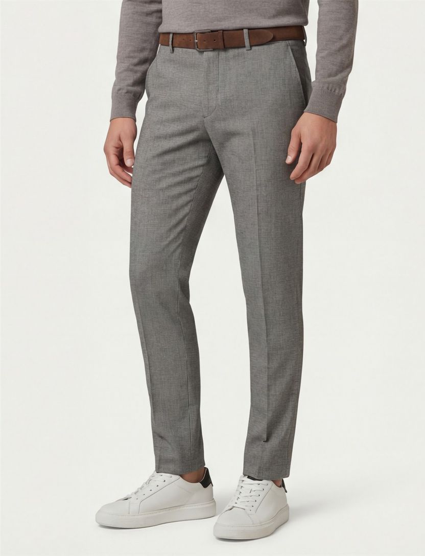 Alberto katoenen slim fit Rob chino grijs wol