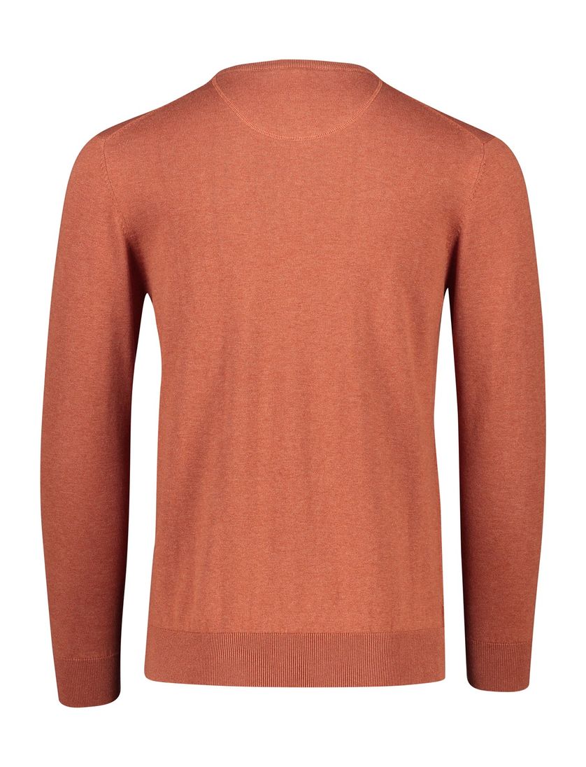 Portofino trui ronde hals oranje/bruin effen 100% katoen