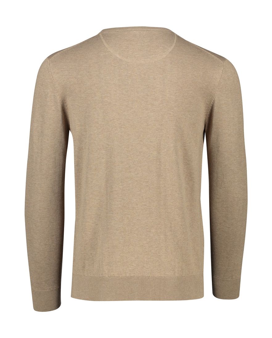 Porfofino trui ronde hals beige normale fit 100% katoen effen