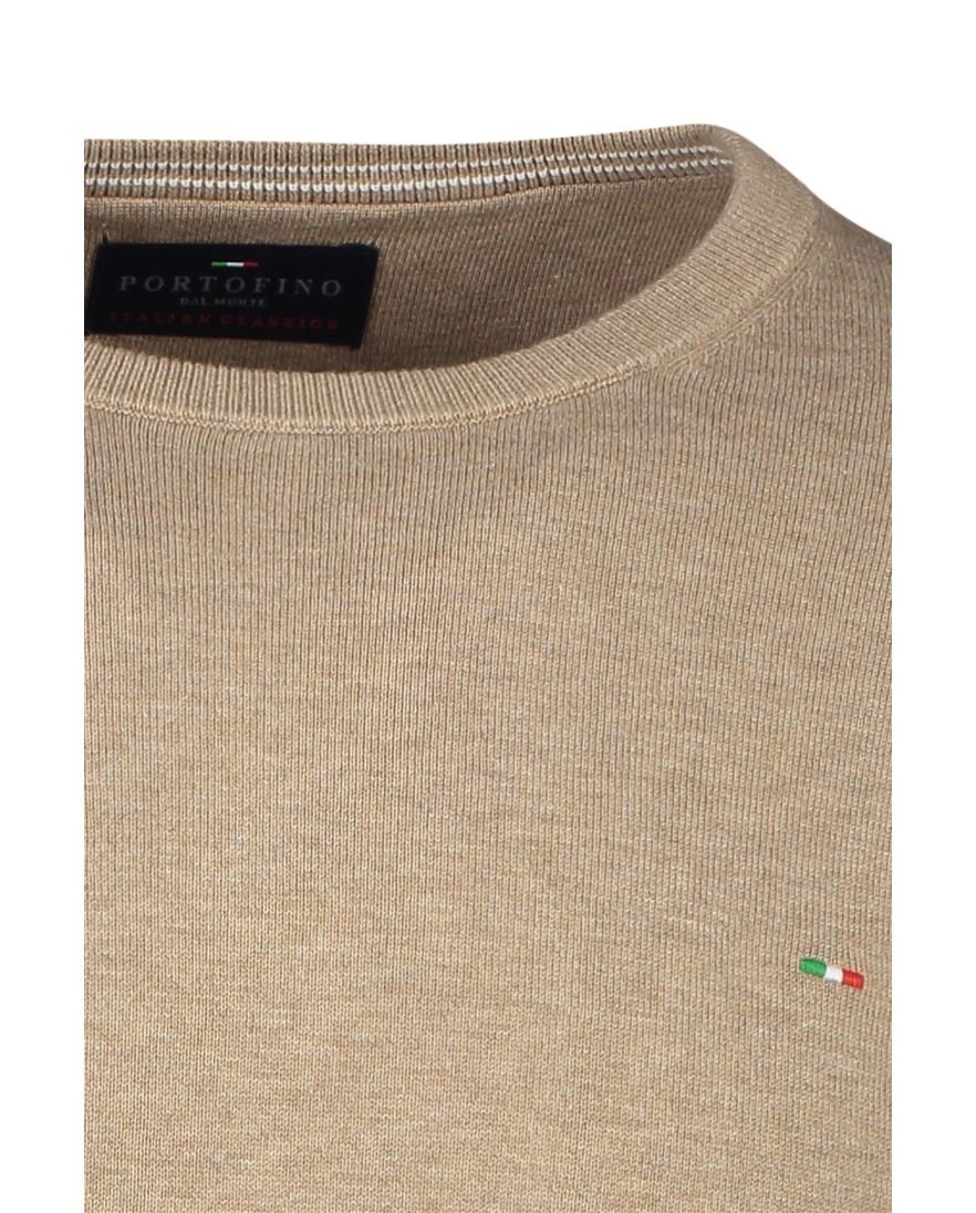 Porfofino trui ronde hals beige normale fit 100% katoen effen