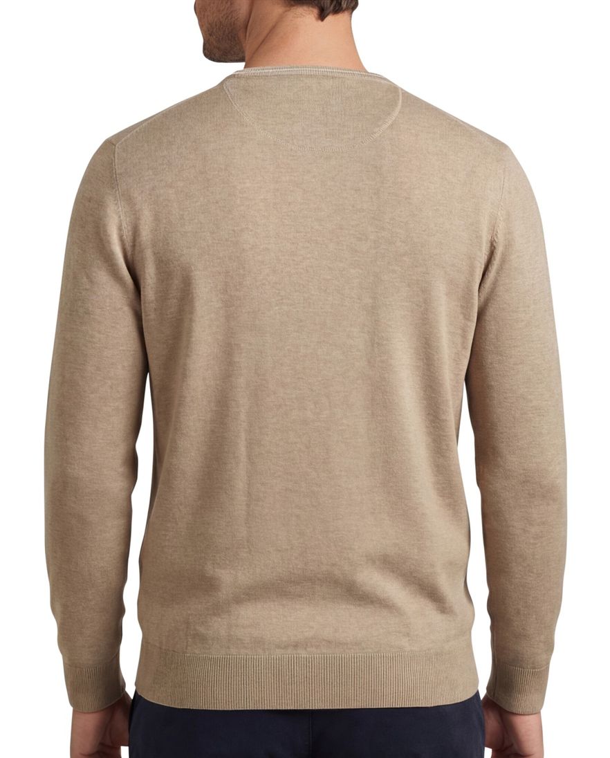 Porfofino trui ronde hals beige normale fit 100% katoen effen