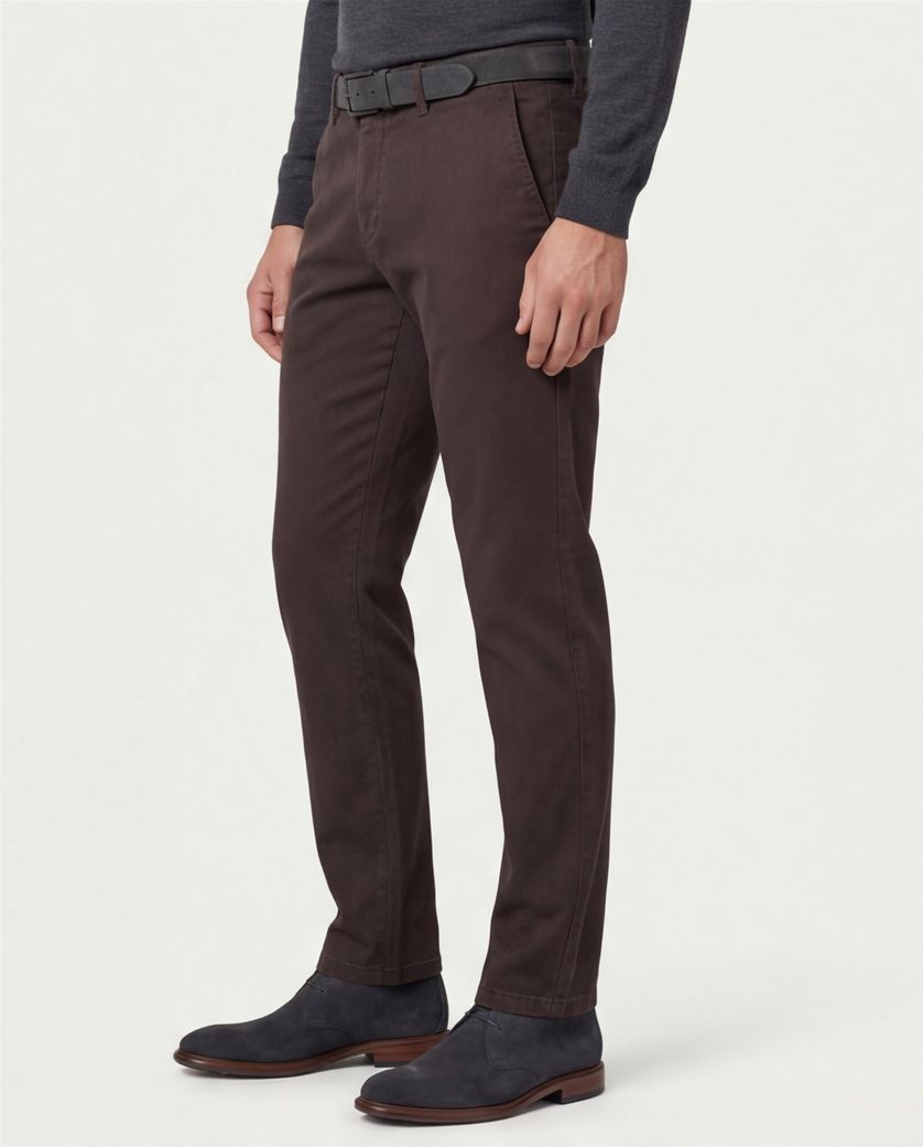 Gardeur chino bruin slim fit katoen