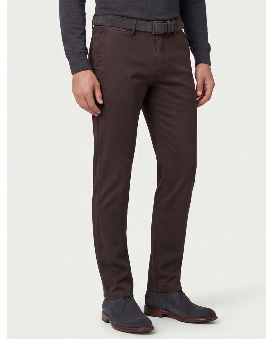 Gardeur bruine katoenen chino slim fit