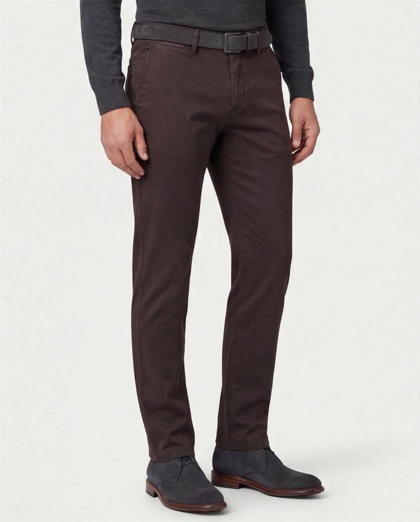 Gardeur chino bruin slim fit katoen