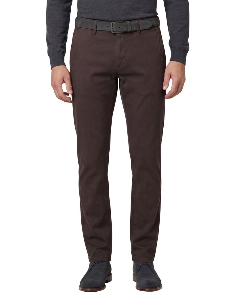 Gardeur chino bruin slim fit katoen