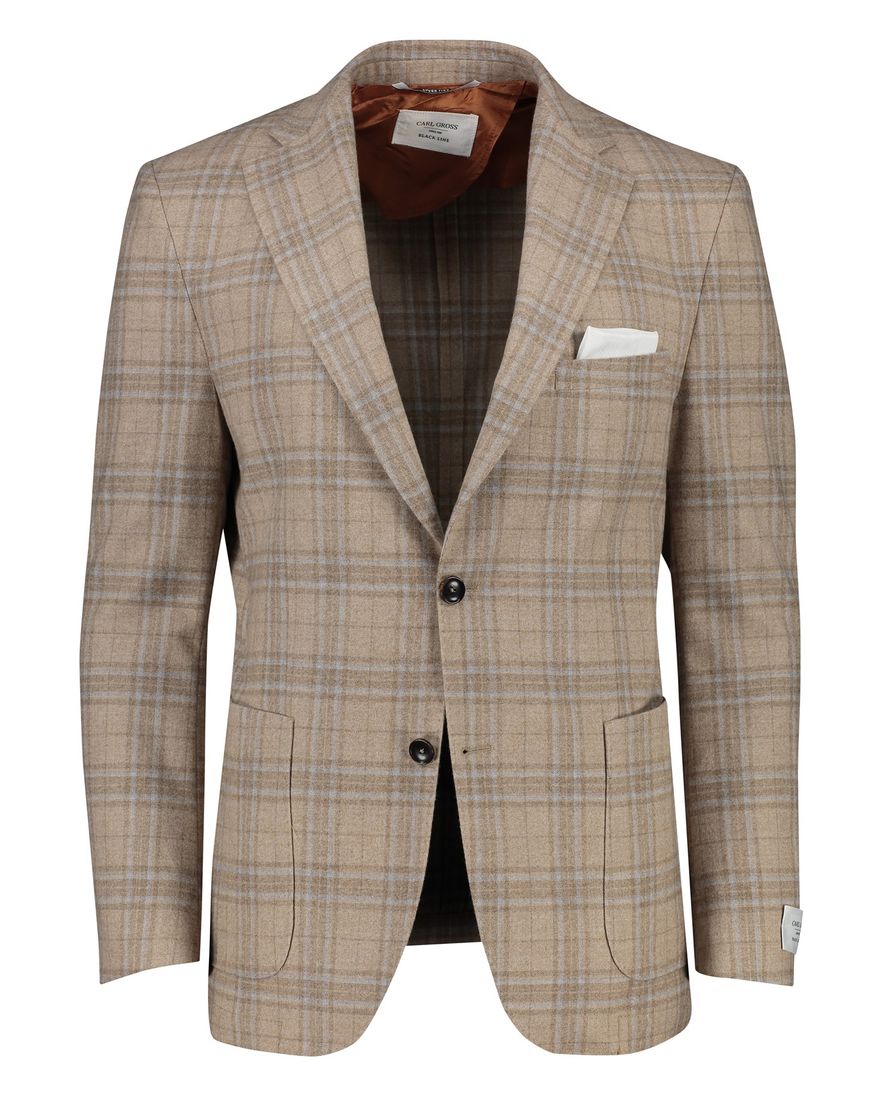 Carl Gross blackline colbert bruin geruit merinowol modern fit