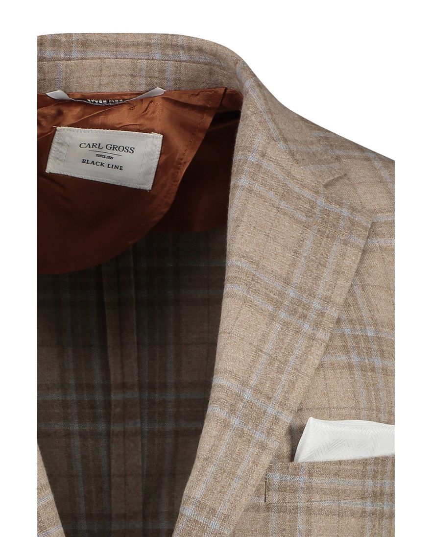 Carl Gross blackline colbert bruin geruit merinowol modern fit