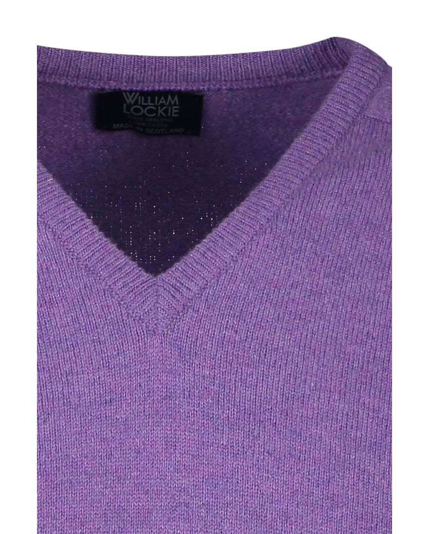 William Lockie v-hals trui lamswol paars wijde fit