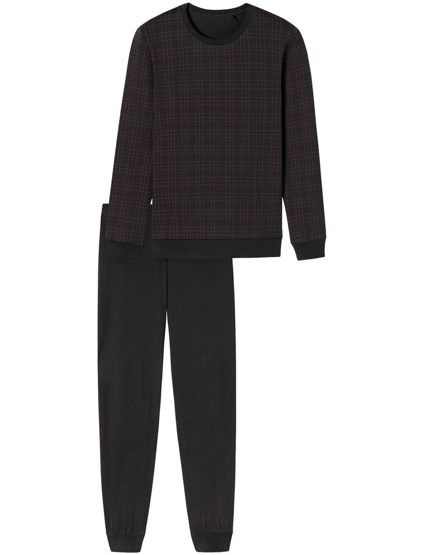 Schiesser pyjama donkerblauw rood geprint 100% katoen