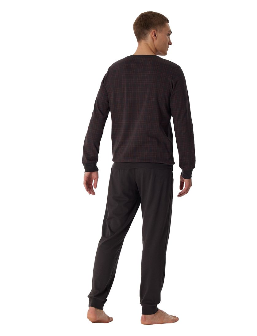 Schiesser pyjama donkerblauw rood geprint 100% katoen