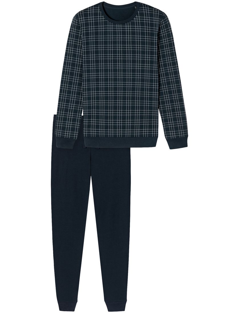 Schiesser navy pyjama geprint katoen