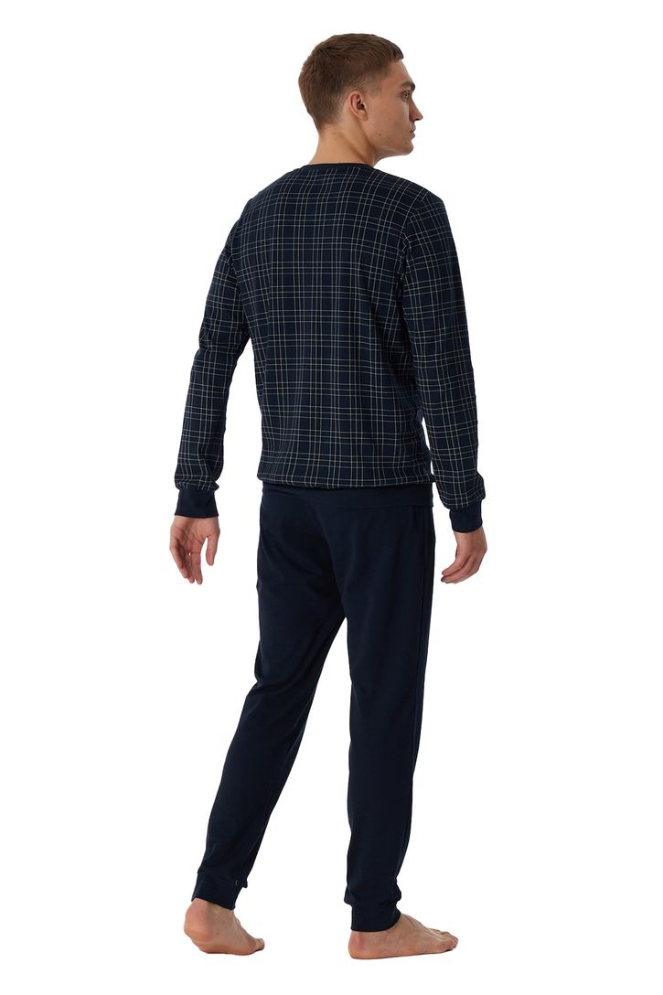 Schiesser navy pyjama geprint katoen