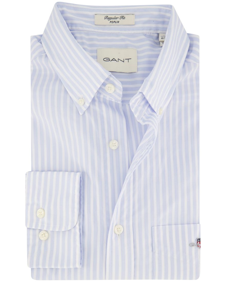 Gant casual lichtblauw gestreept overhemd regular fit katoen