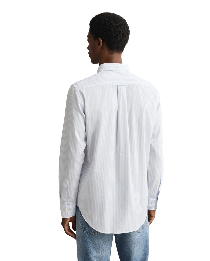 Gant casual lichtblauw gestreept overhemd regular fit katoen