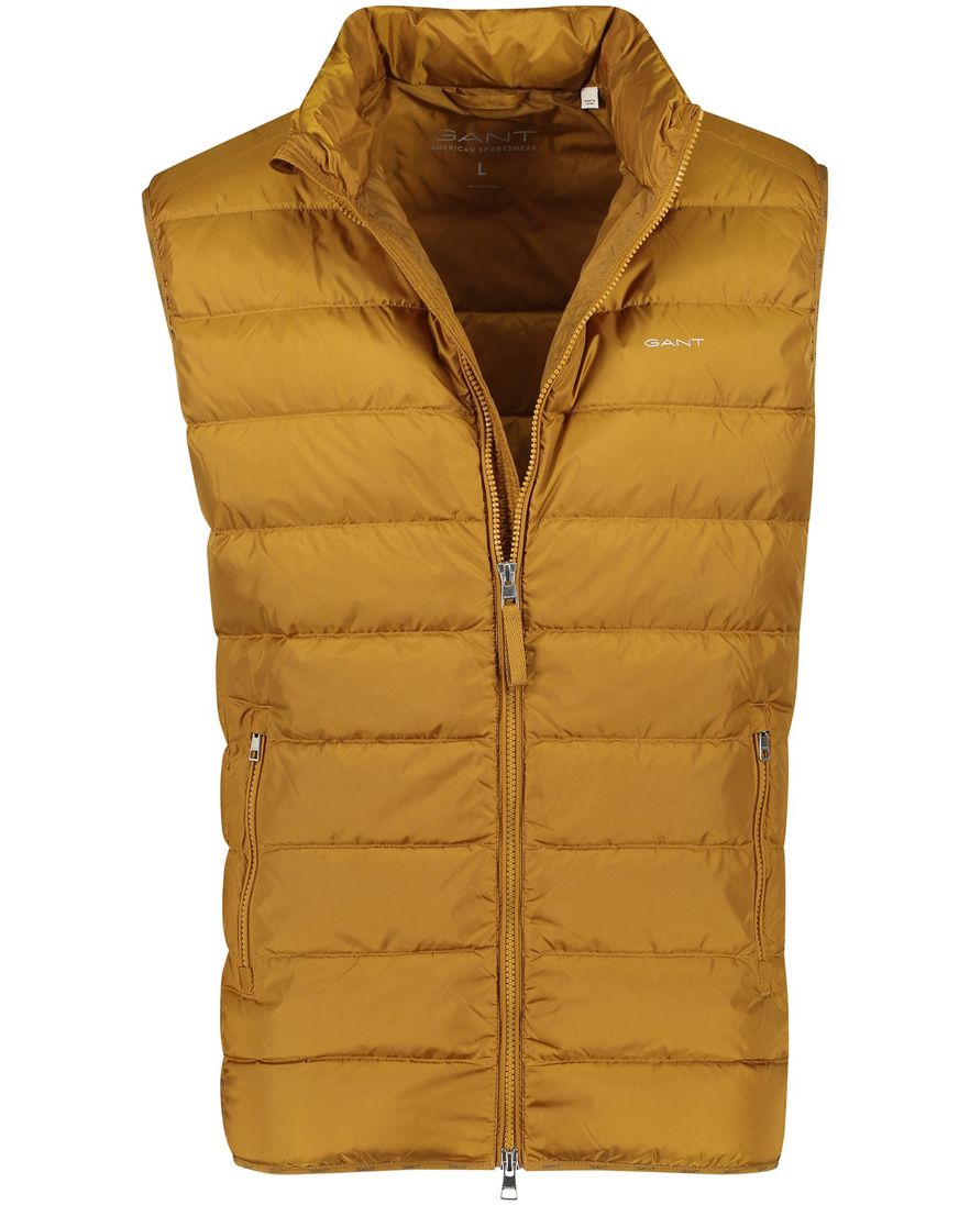 Gant bodywarmer geel goud effen rits normale fit