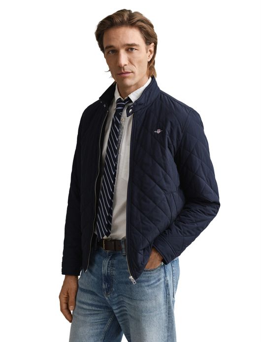 Gant tussenjas navy effen rits normale fit