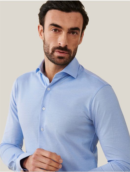 Lichtblauw overhemd pique Cavallaro