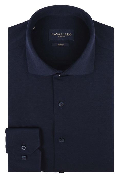 Cavallaro overhemd pique donkerblauw effen