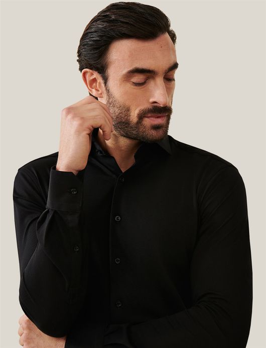 Cavallaro overhemd pique donkerblauw effen