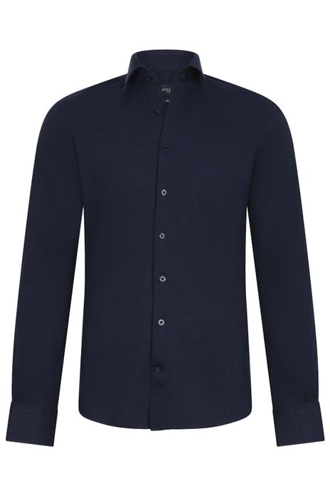Cavallaro overhemd pique donkerblauw effen