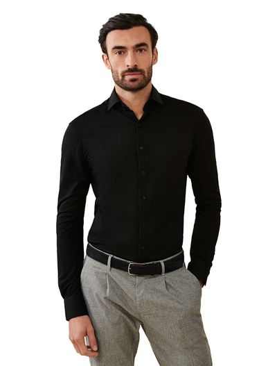 Cavallaro Cavallaro overhemd pique donkerblauw effen