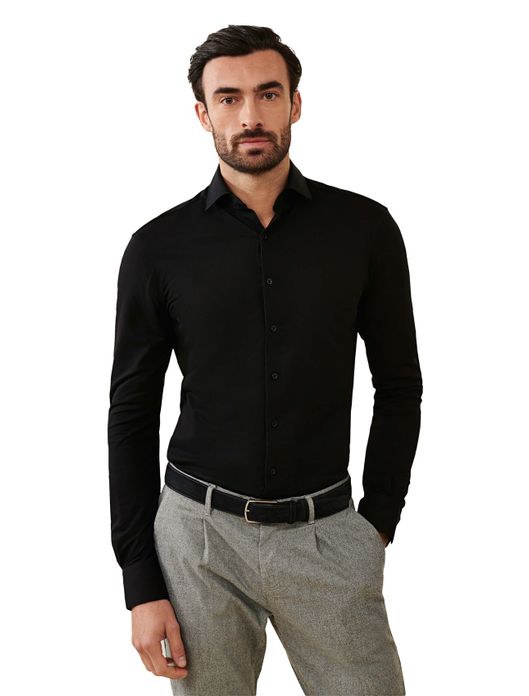 Cavallaro overhemd pique donkerblauw effen