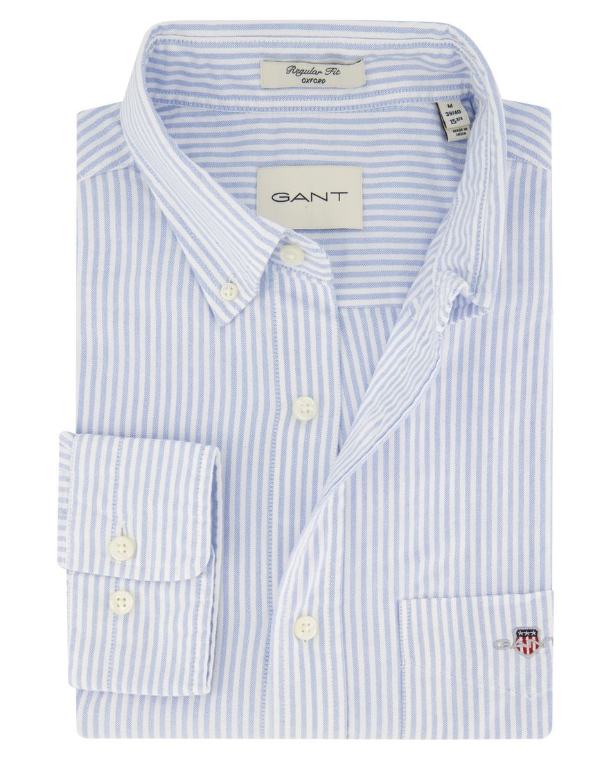 Gant casual overhemd regular fit lichtblauw gestreept katoen