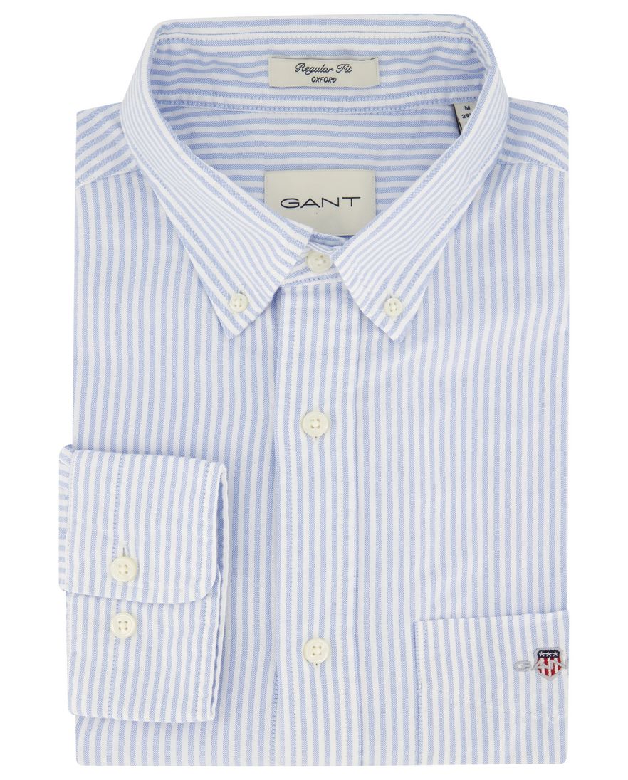 Gant casual overhemd regular fit lichtblauw gestreept katoen