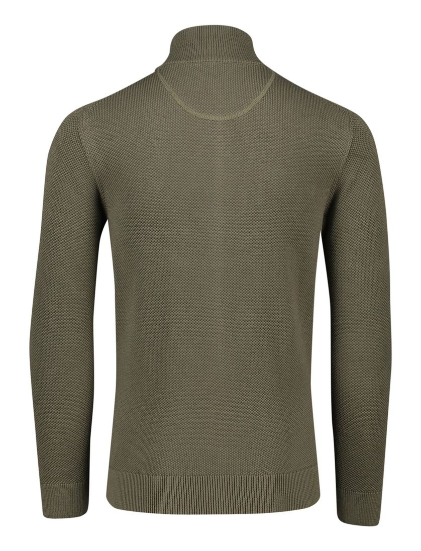 Gant vest groen rits effen 100% katoen opstaande kraag