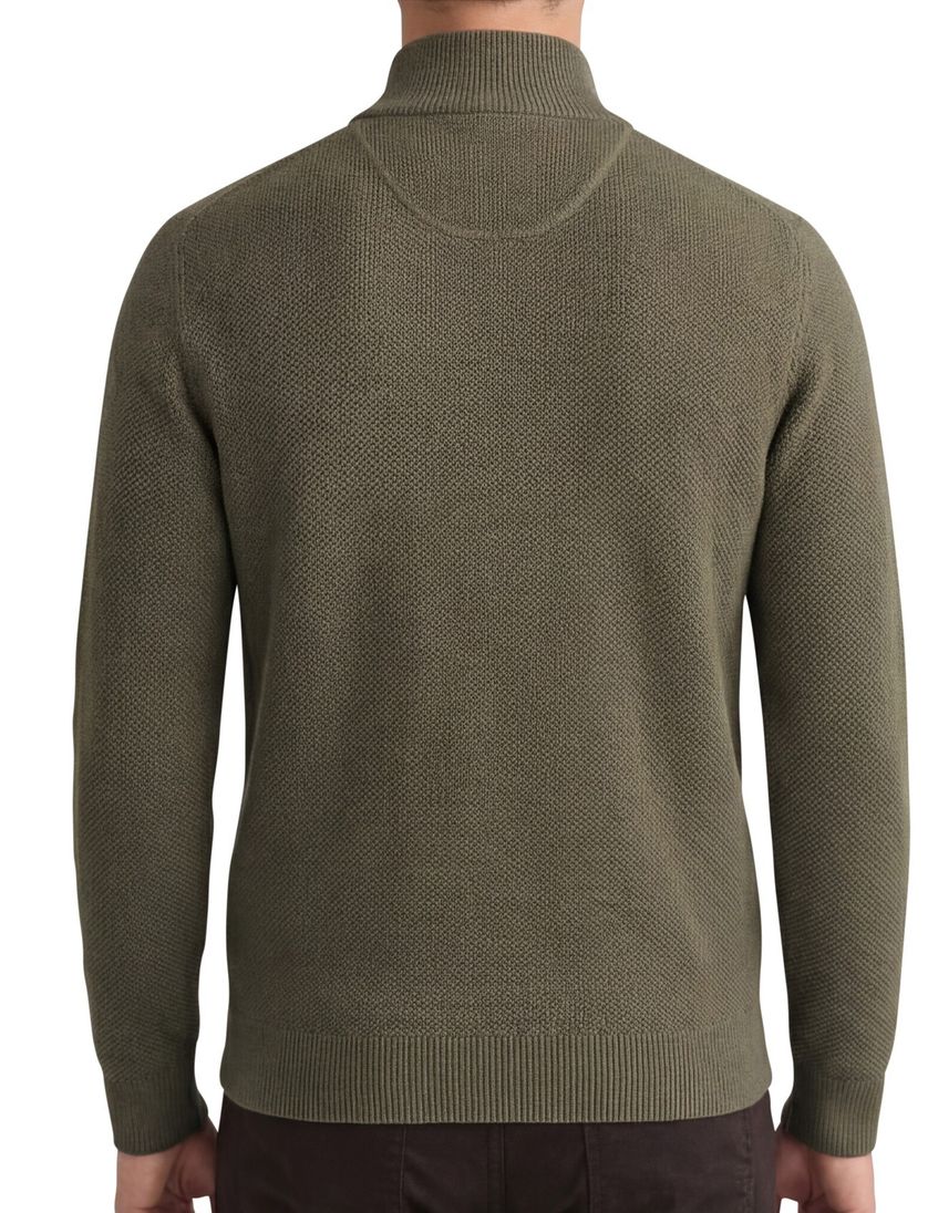 Gant vest groen rits effen 100% katoen opstaande kraag