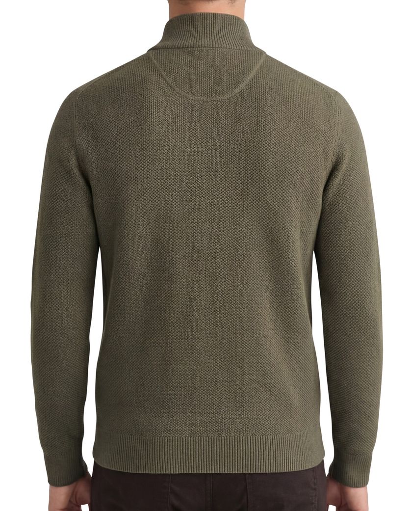 Gant vest groen rits effen 100% katoen opstaande kraag