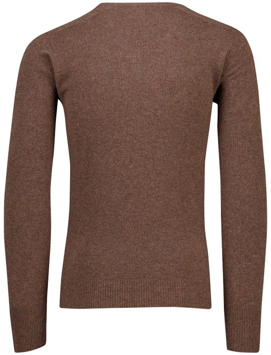 Lamswollen V-hals trui William Lockie bruin